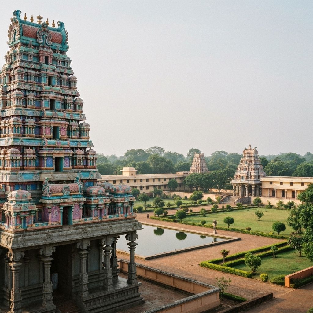 Courtallam temple gopuram near Sri Siddheswari Peetham