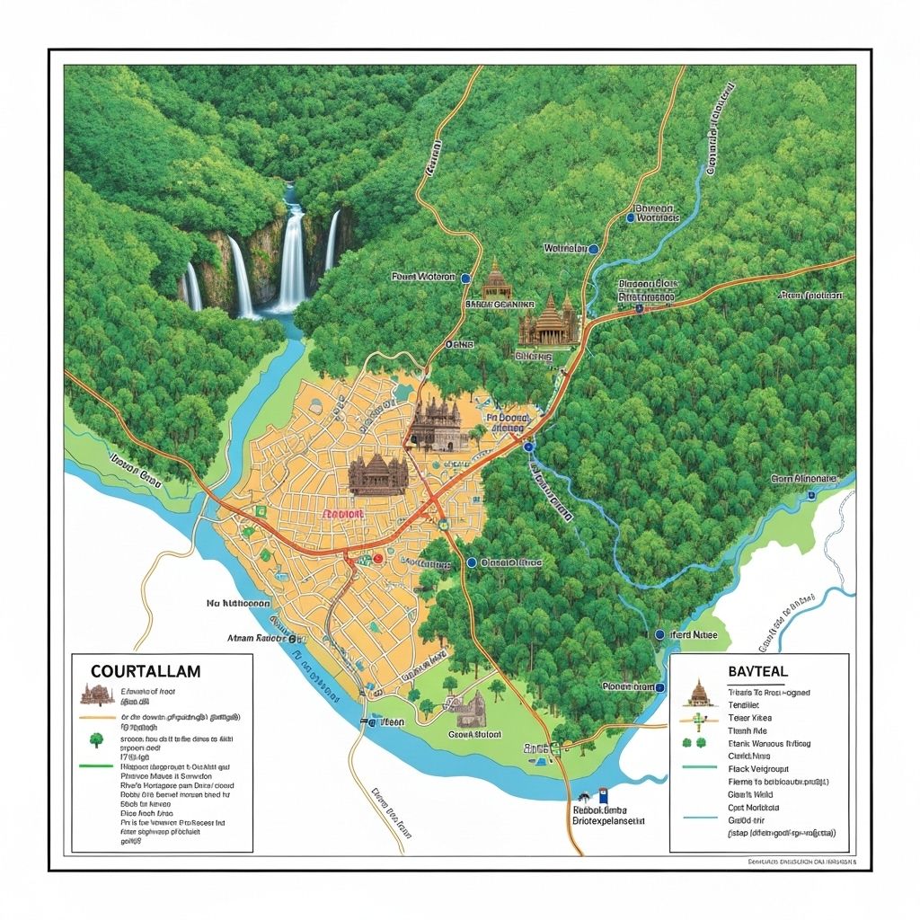 Map for Courtallam, Tamil Nadu